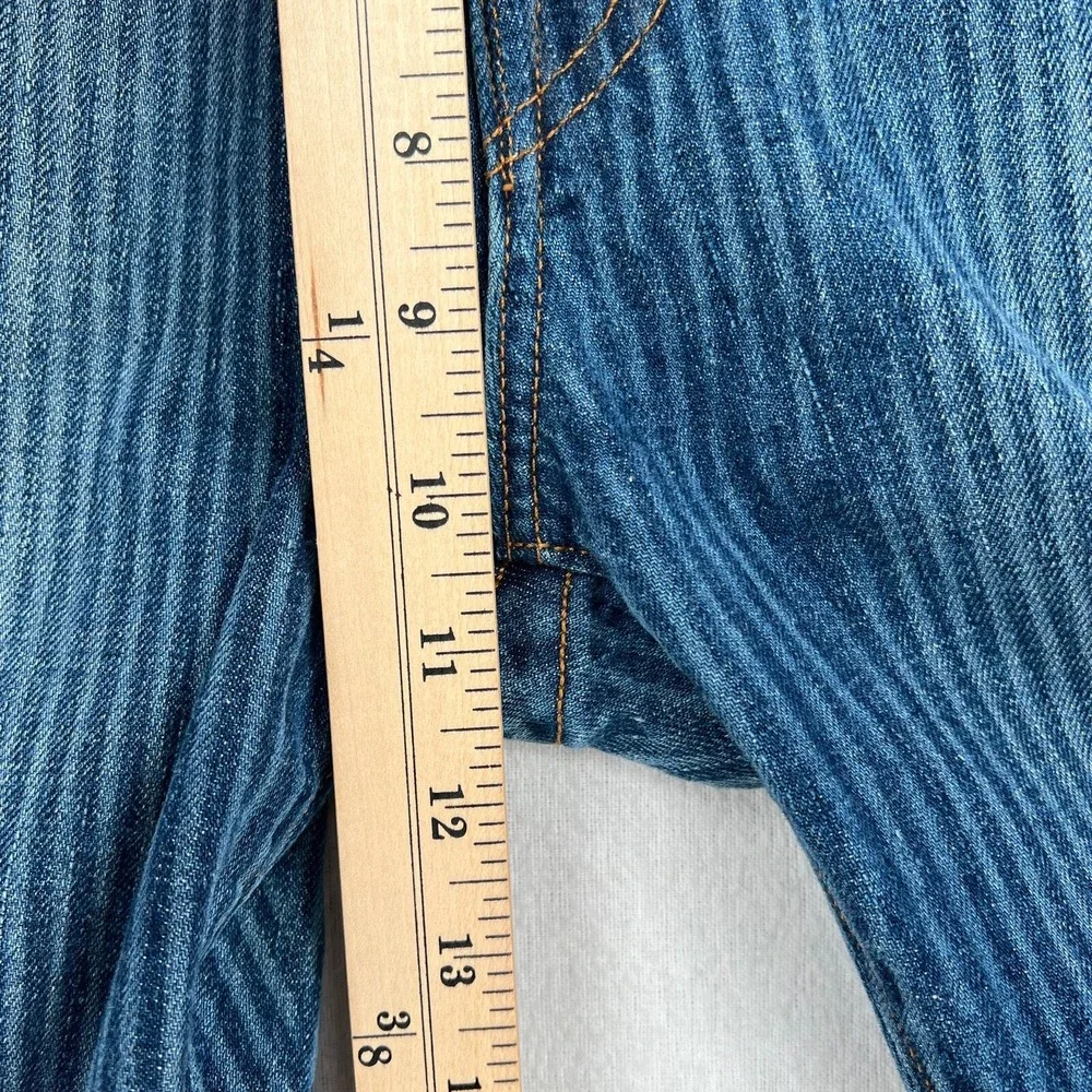 TRUE RELIGION Geno Jeans Mens 34 Blue Pinstripe Slim Straight Denim USA